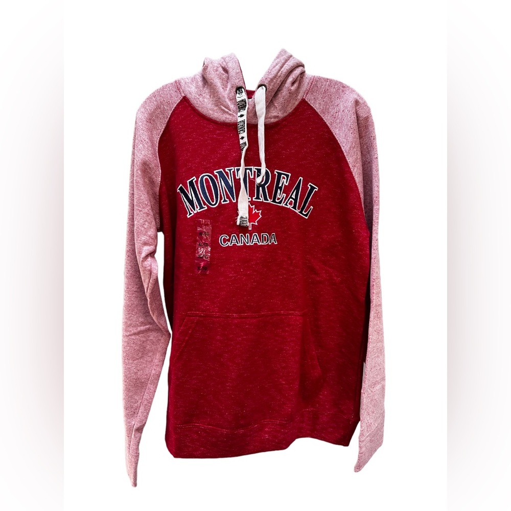 NWT Montreal Red & Pink Cotton Blend Hoodie Large